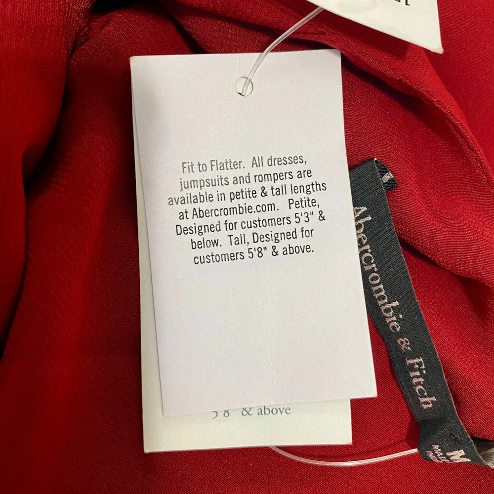 NWT Abercrombie & Fitch Red Backless Ruched Midi Dress Med Cocktail Formal Event